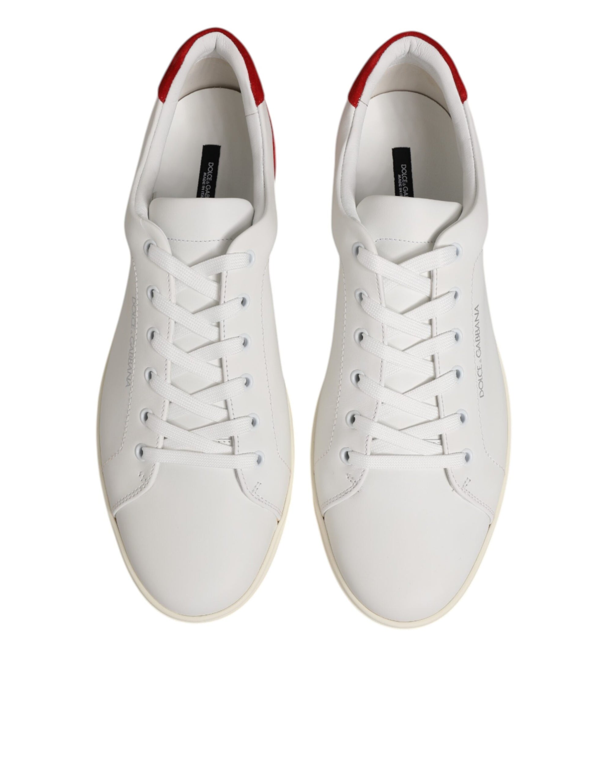 Dolce & Gabbana White Red Leather Low Top Men Sneakers Shoes - ACCEXO