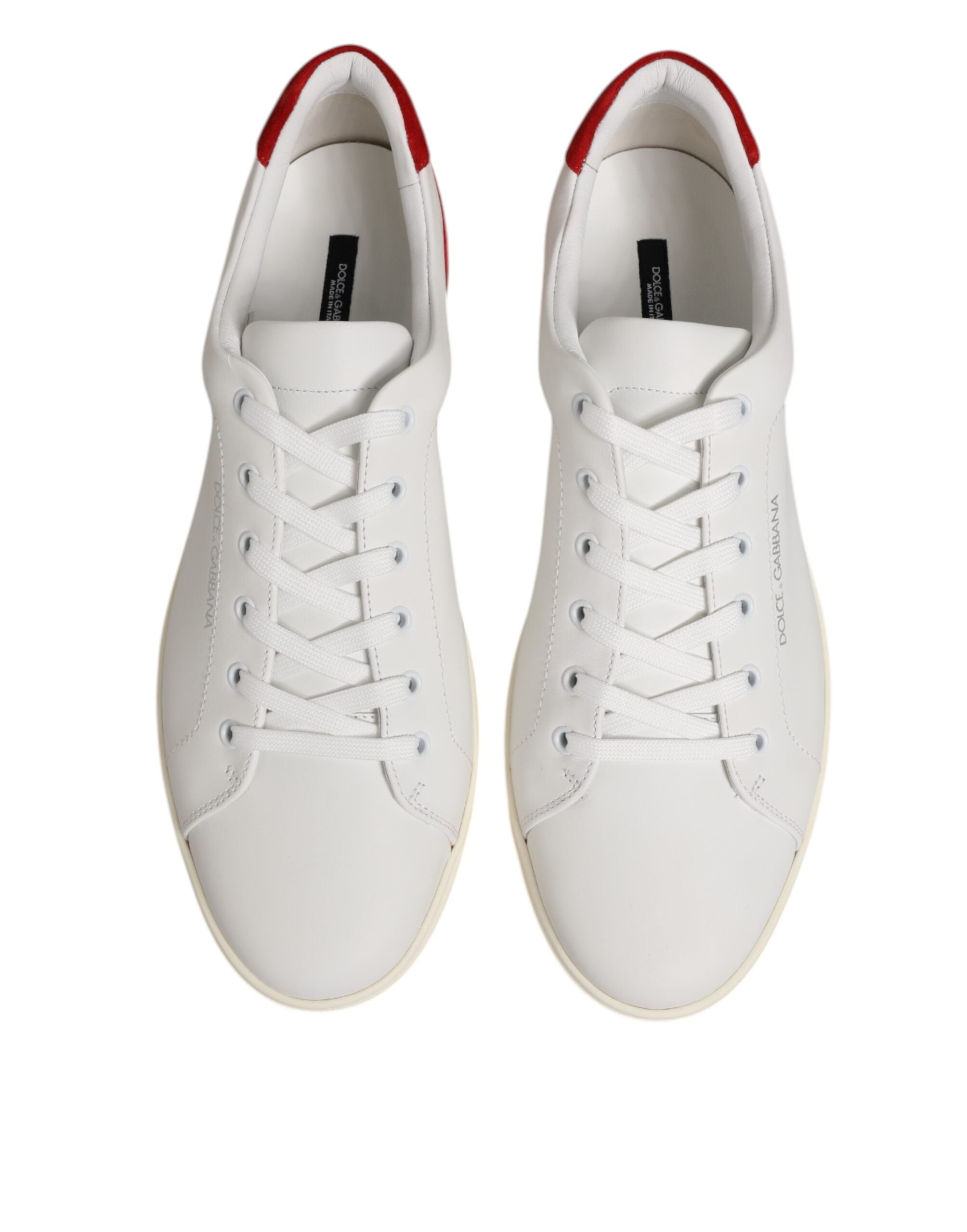 Dolce & Gabbana White Red Leather Low Top Men Sneakers Shoes - ACCEXO