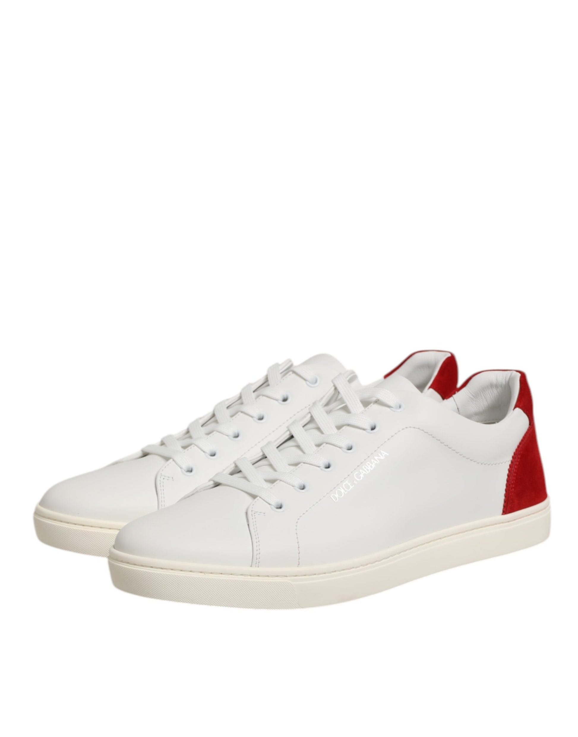 Dolce & Gabbana White Red Leather Low Top Men Sneakers Shoes - ACCEXO