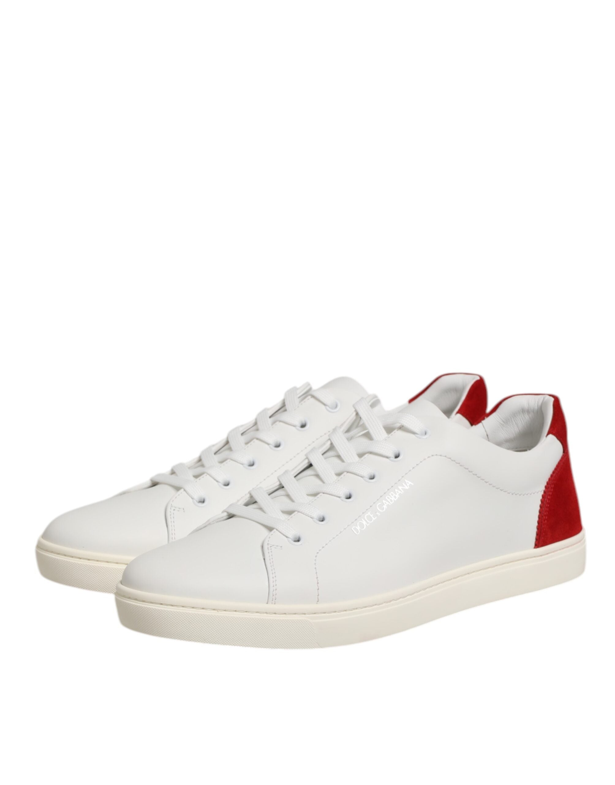 Dolce & Gabbana White Red Leather Low Top Men Sneakers Shoes - ACCEXO