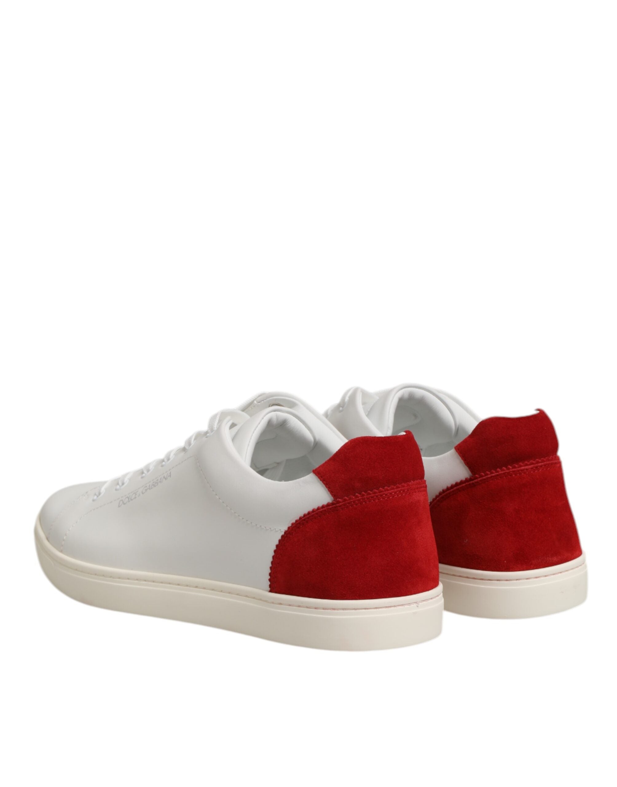 Dolce & Gabbana White Red Leather Low Top Men Sneakers Shoes - ACCEXO