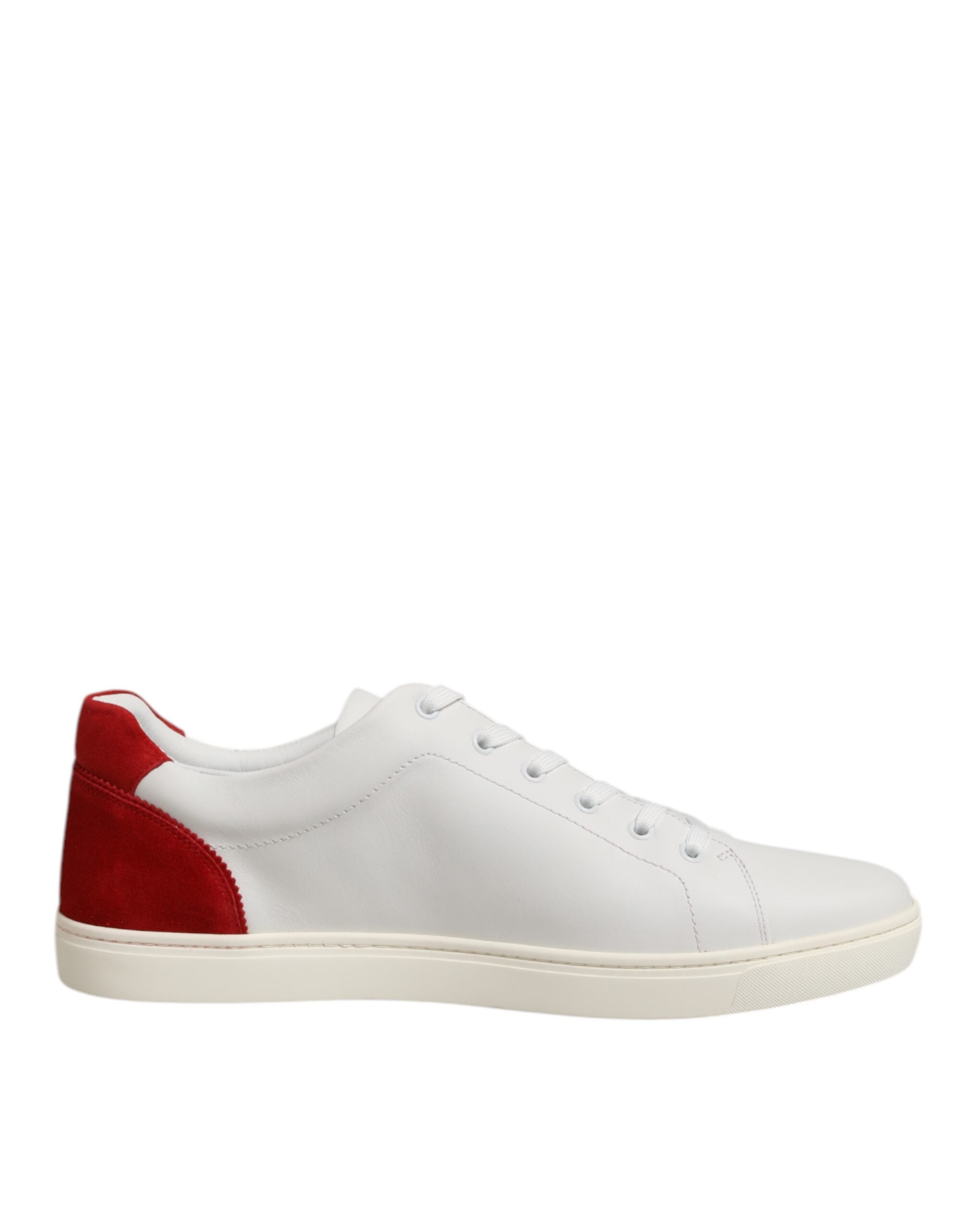 Dolce & Gabbana White Red Leather Low Top Men Sneakers Shoes - ACCEXO