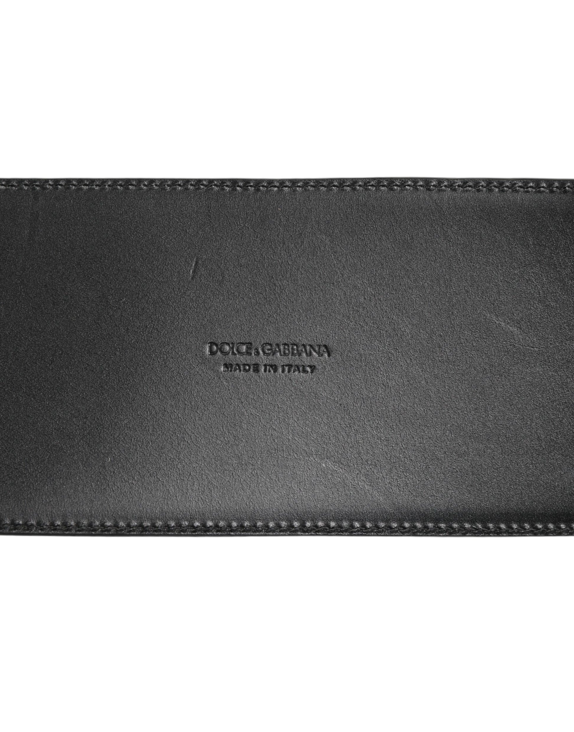 Dolce & Gabbana Black Leather 4-Strap Metal Multi-Buckle Belt - ACCEXO