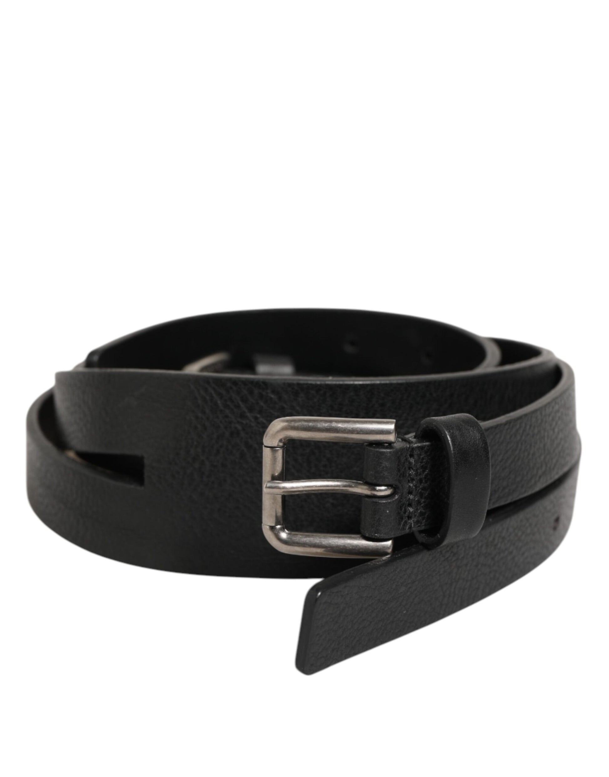 Dolce & Gabbana Black Double Strap Leather Gold Buckle Belt - ACCEXO