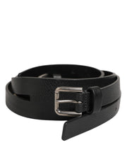 Dolce & Gabbana Black Double Strap Leather Gold Buckle Belt - ACCEXO
