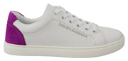 Dolce & Gabbana White Suede Leather Low Top Sneakers Shoes - ACCEXO