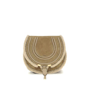 Chloé Small Saddle Marcie Shoulder Bag in suede and shearling