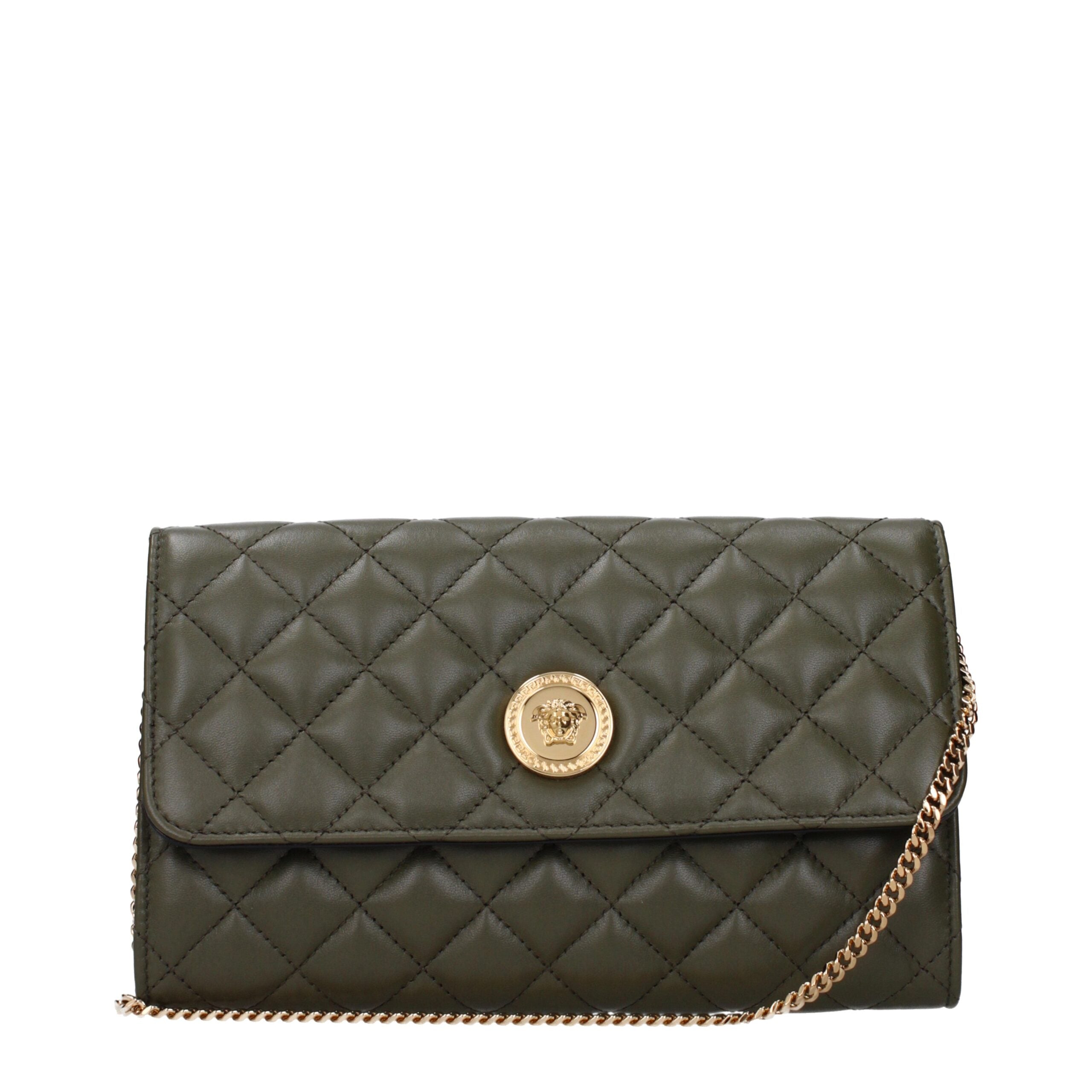 Versace Green Leather Clutch Bags