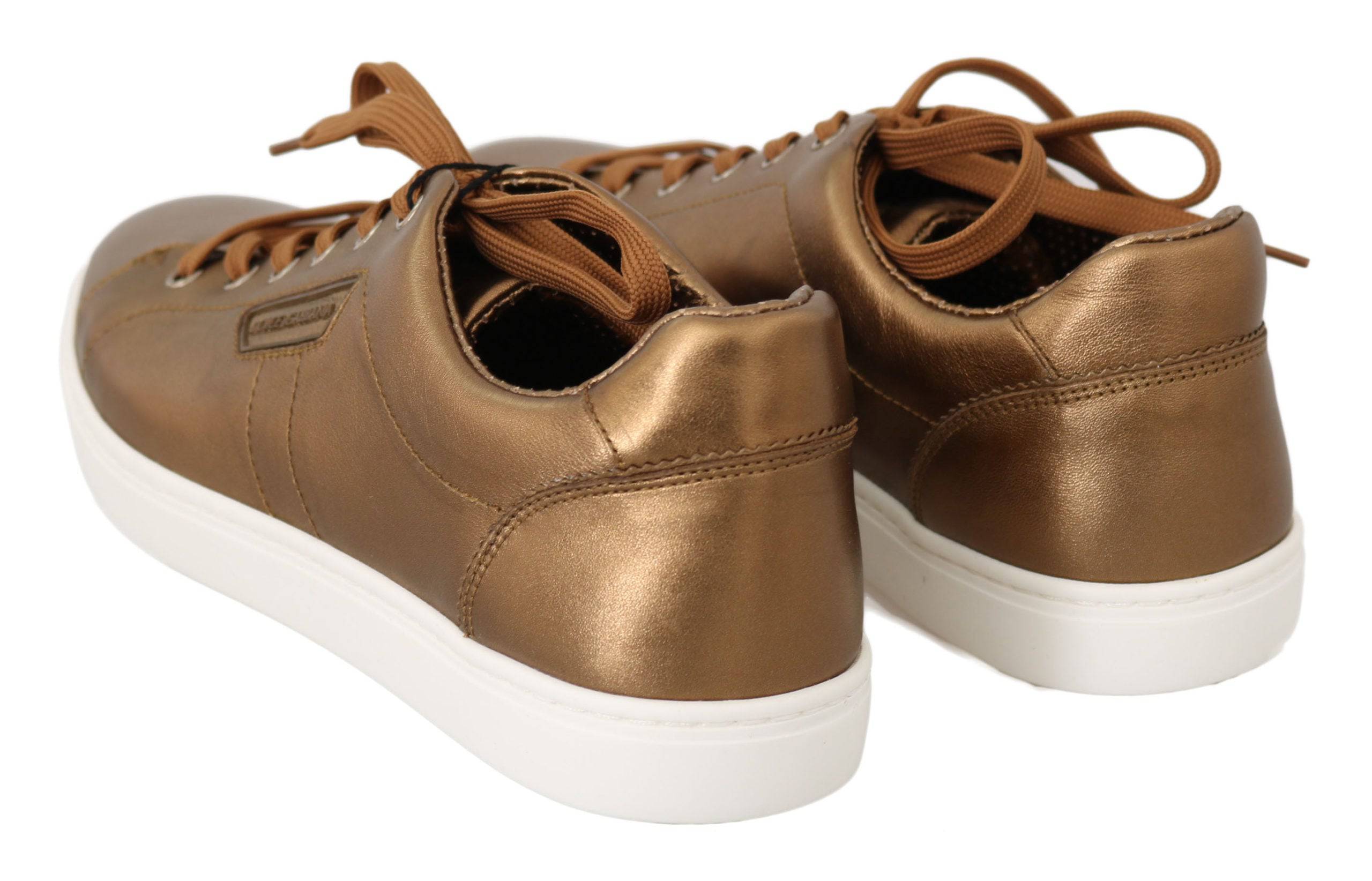 Dolce & Gabbana Golden Metallic Leather Sneakers - ACCEXO