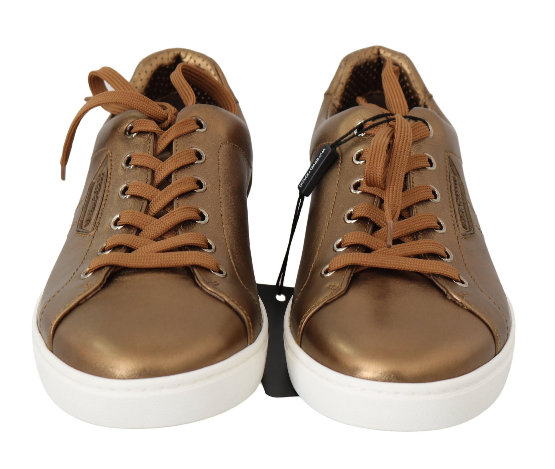 Dolce & Gabbana Golden Metallic Leather Sneakers - ACCEXO