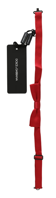 Dolce & Gabbana Red 100% Silk Slim Adjustable Neck Papillon Bow Tie for Men