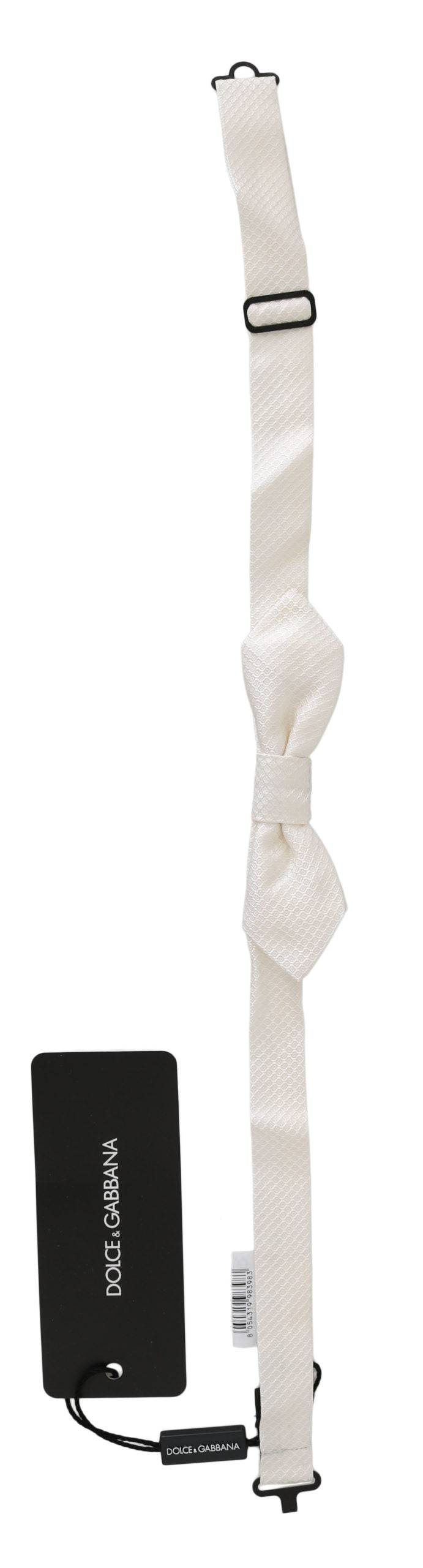 Dolce & Gabbana Elegant White Silk Bow Tie - ACCEXO