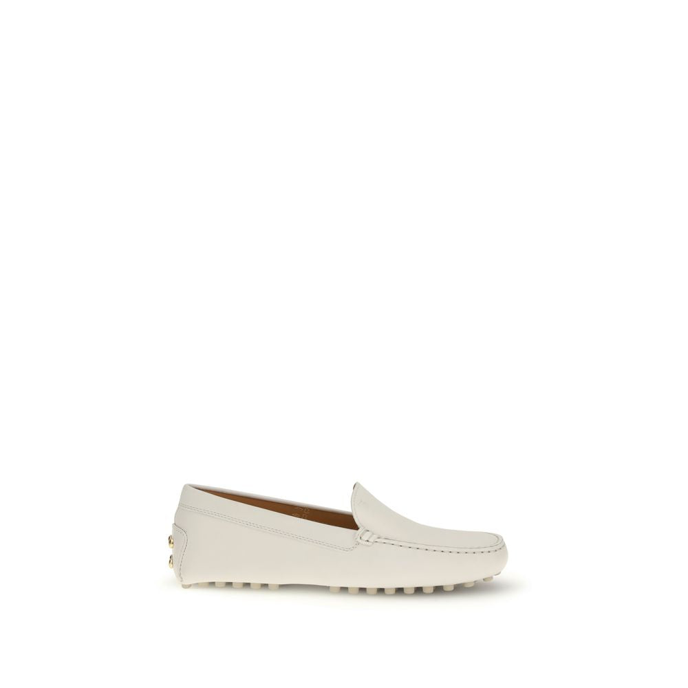 Tod's Cream Calf Leather Bos Taurus Slip-On Loafers