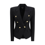 Balmain Black Wool Jackets And Coat