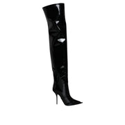 Dolce & Gabbana Black Leather Over The Knee