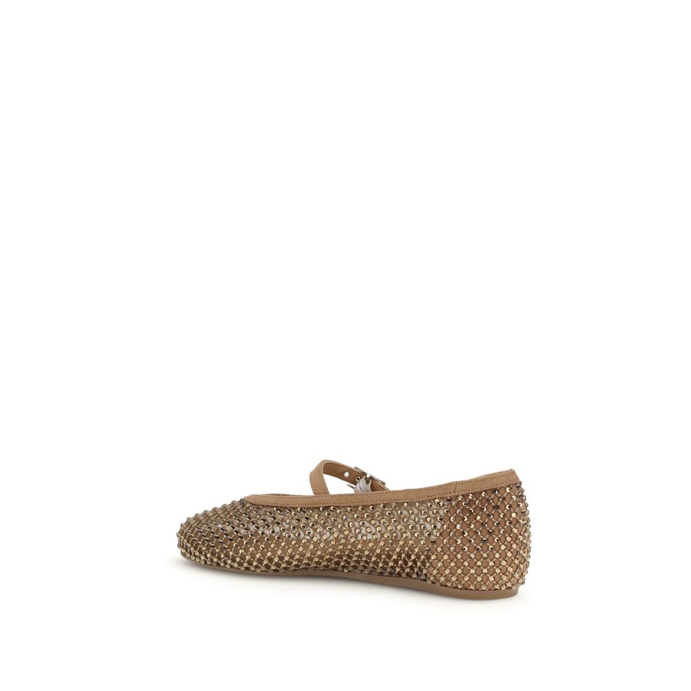 LE SILLA Brown Nylon Ballet Flats
