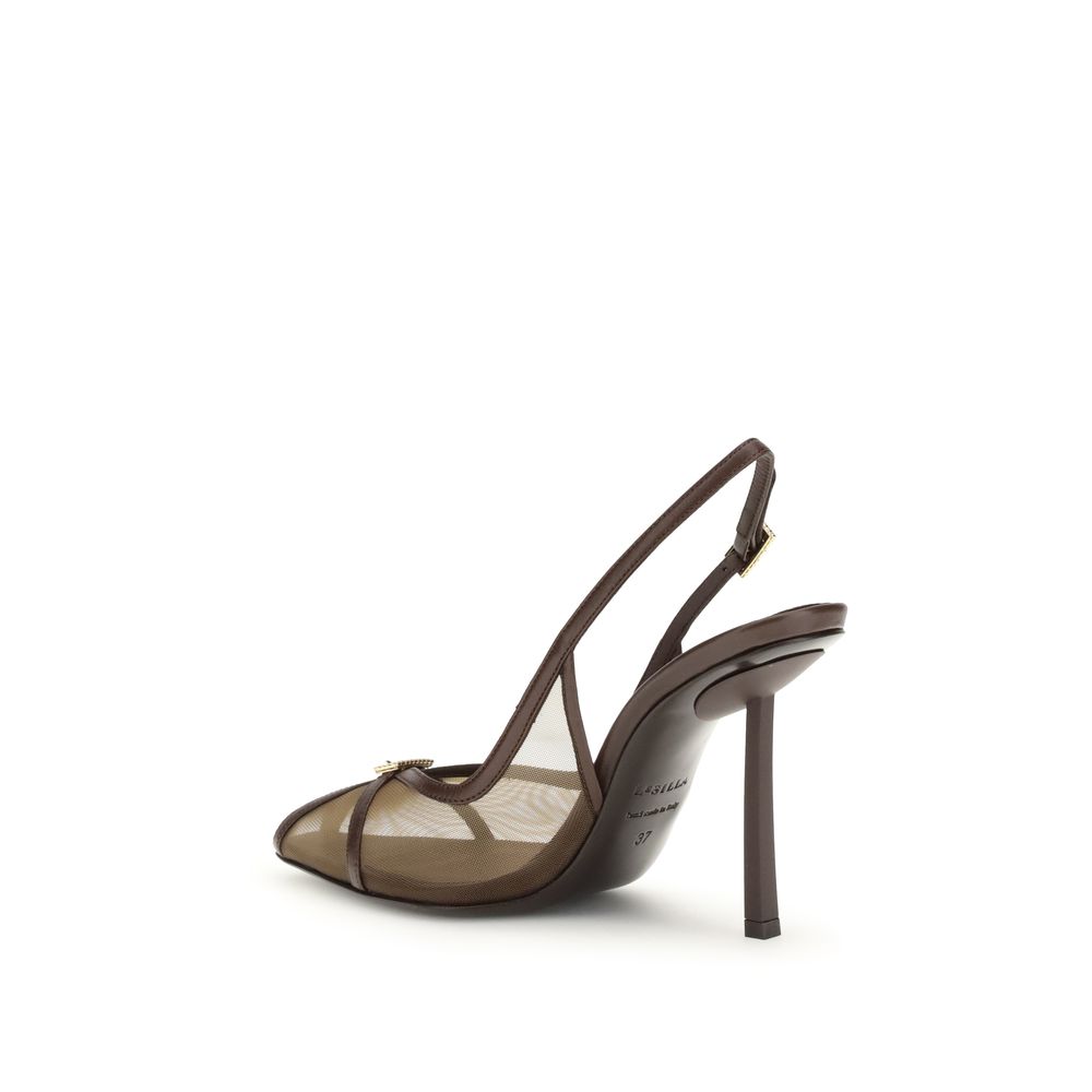 LE SILLA Brown Nylon Platform Pumps