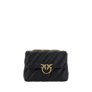 PINKO Black Calf Leather Bos Taurus Shoulder Bag