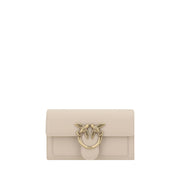 PINKO Beige Calf Leather Bos Taurus Shoulder Bag