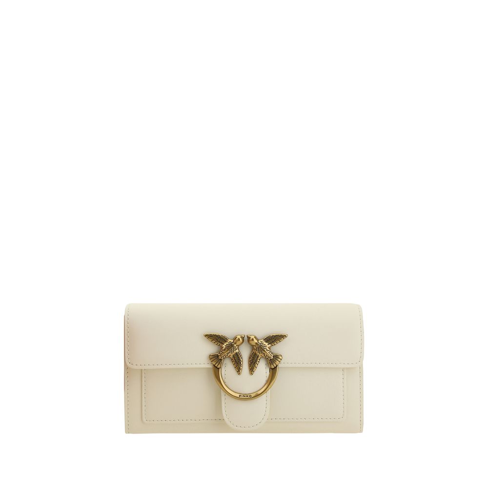 PINKO White Calf Leather Bos Taurus Shoulder Bag
