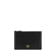 PINKO Black Calf Leather Bos Taurus Shoulder Bag