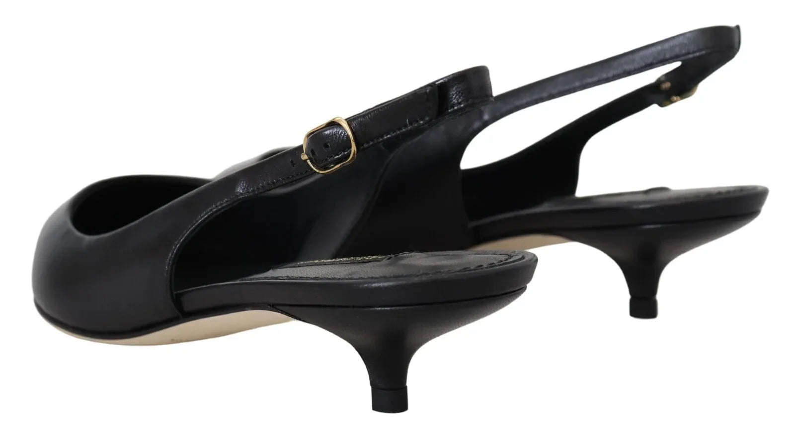 Dolce & Gabbana Black Leather Slingbacks Heels Pumps Shoes - Zachava