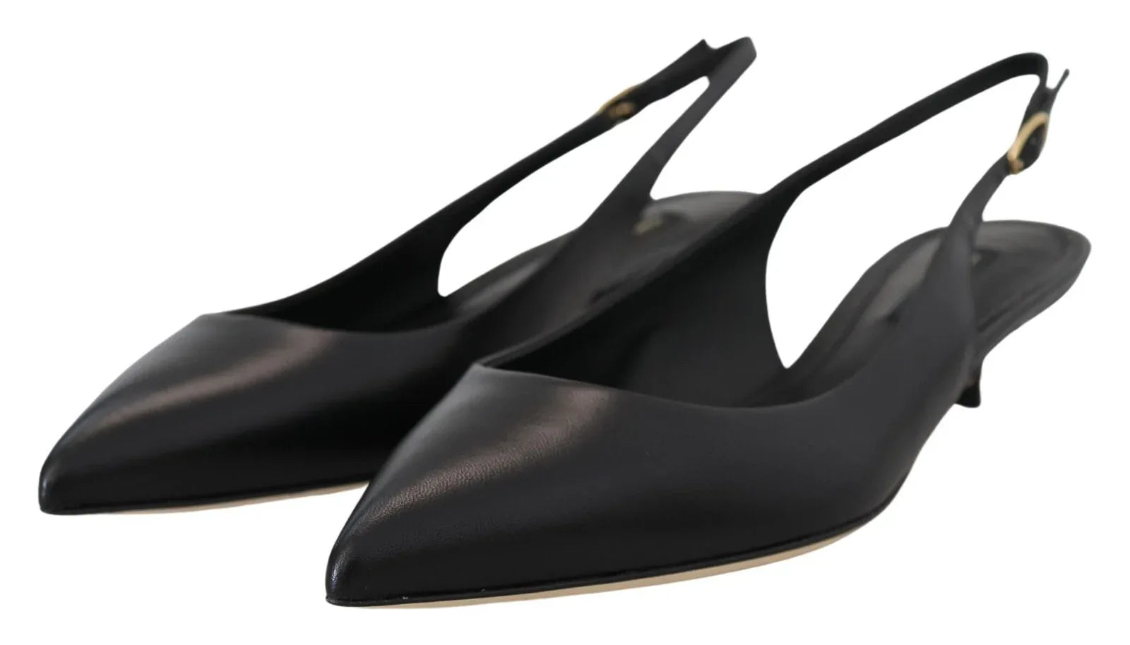Dolce & Gabbana Black Leather Slingbacks Heels Pumps Shoes - Zachava