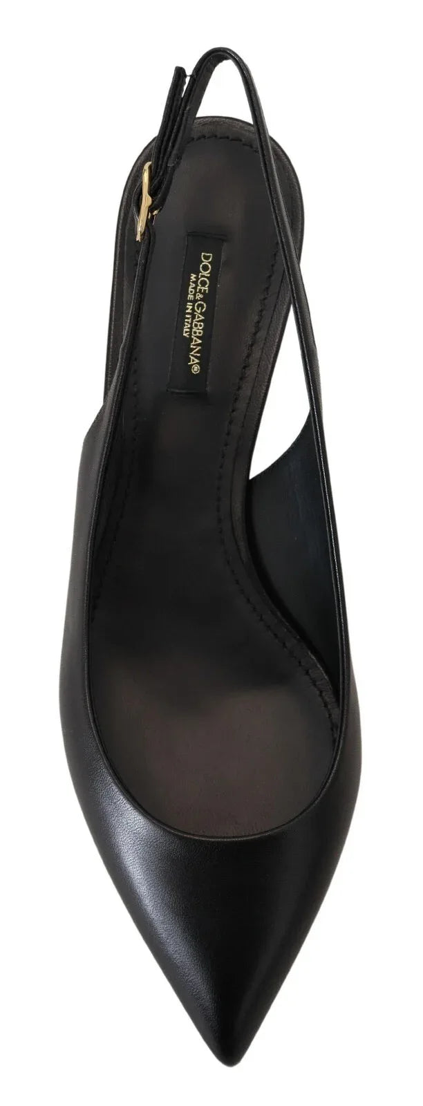 Dolce & Gabbana Black Leather Slingbacks Heels Pumps Shoes - Zachava