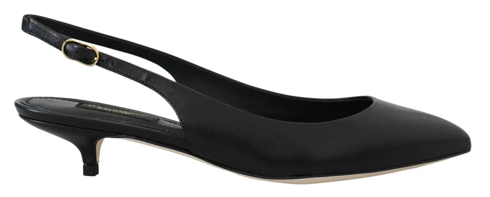 Dolce & Gabbana Black Leather Slingbacks Heels Pumps Shoes - Zachava
