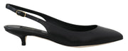 Dolce & Gabbana Black Leather Slingbacks Heels Pumps Shoes - Zachava