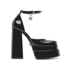 Versace Black Calfskin Platform Sandals