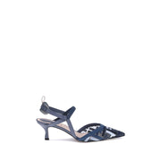 Fendi Blue Polyamide Mid Heel Pumps