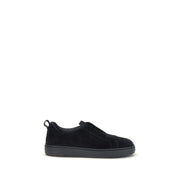 Santoni Black Calf Leather Bos Taurus Low Top Sneakers