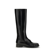 Prada Black Calf Leather Bos Taurus Boots