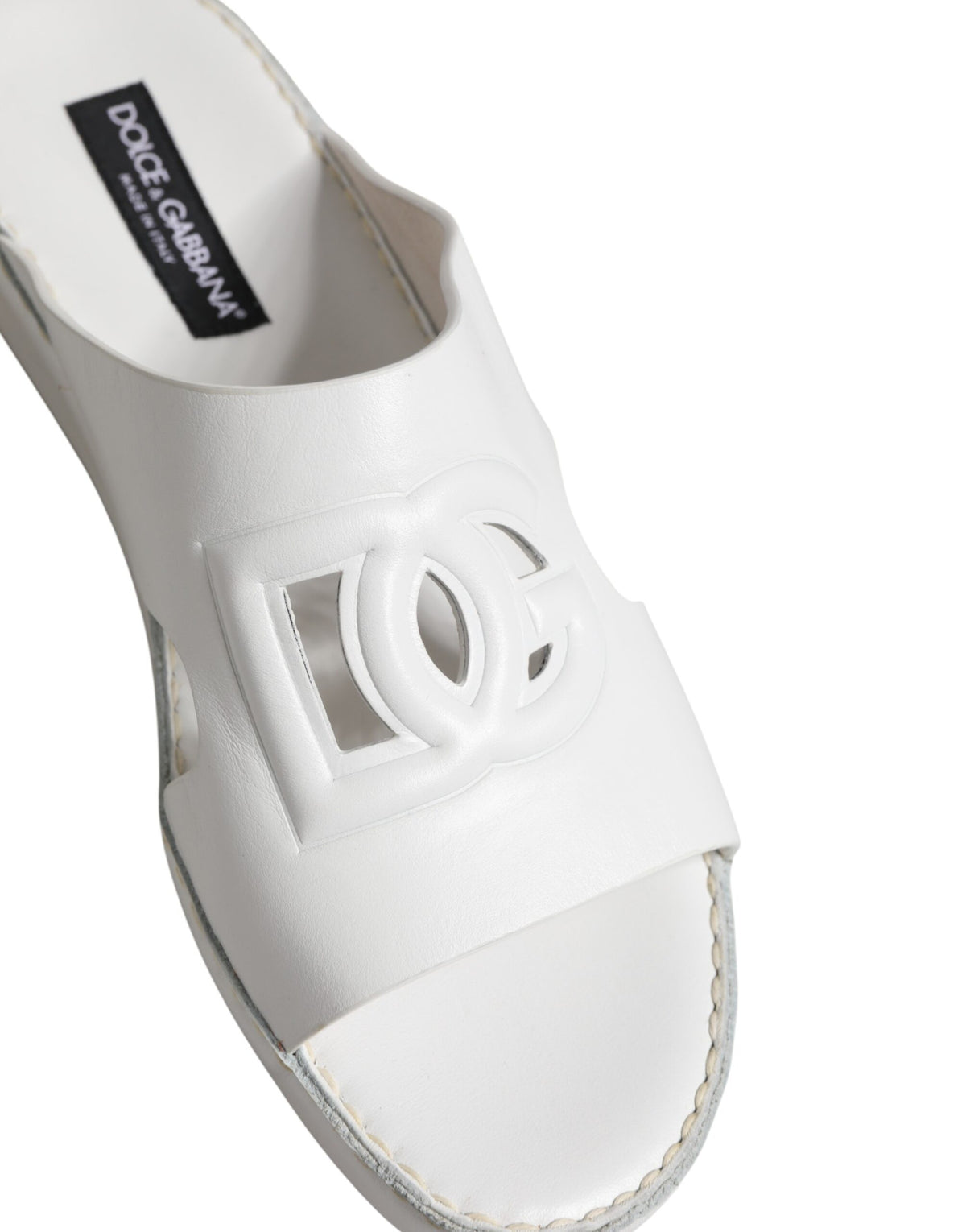 Dolce & Gabbana White DG Cutout Slides Slippers Flats Shoes