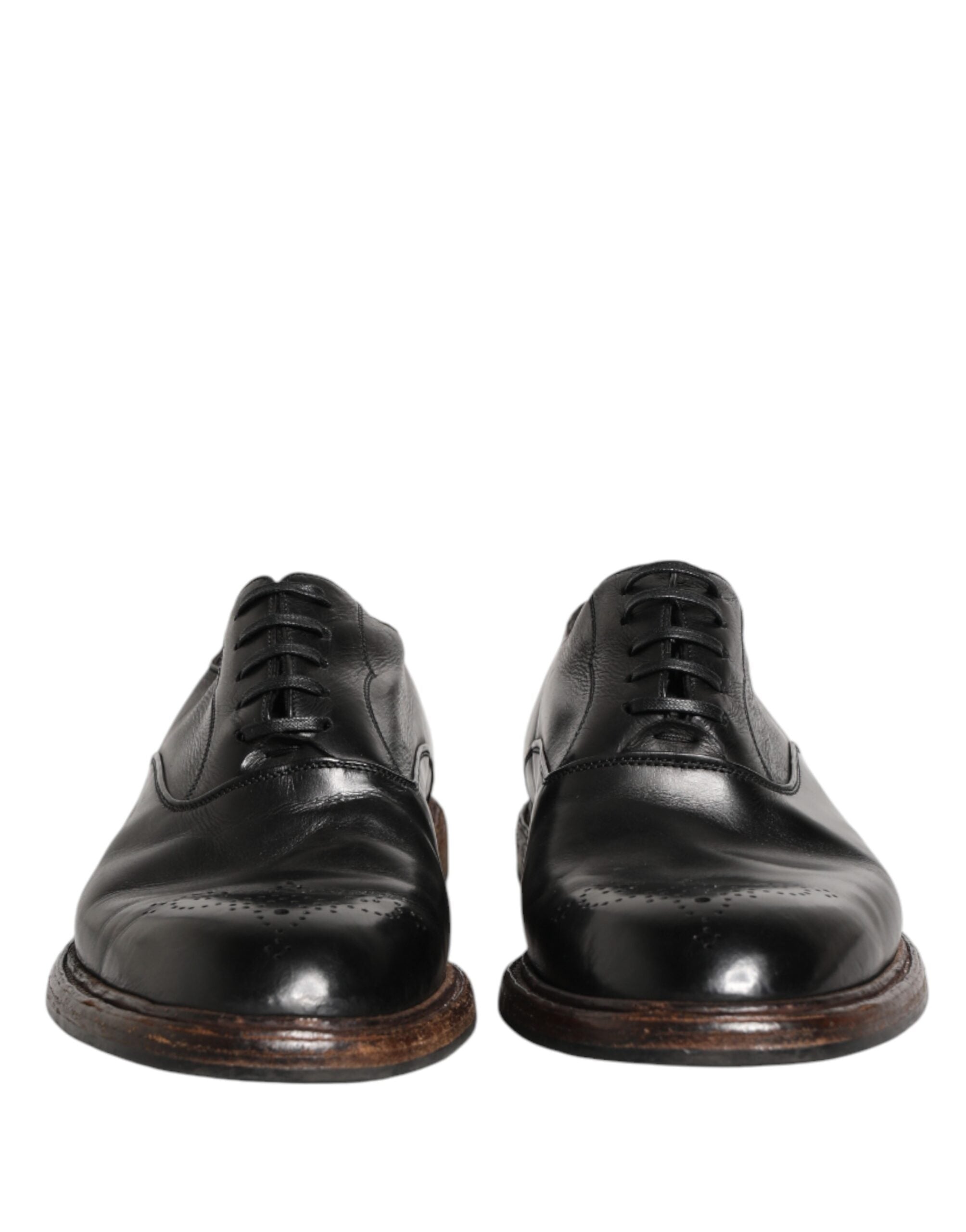 Dolce & Gabbana Black Calfskin Leather Oxford Dress Shoes