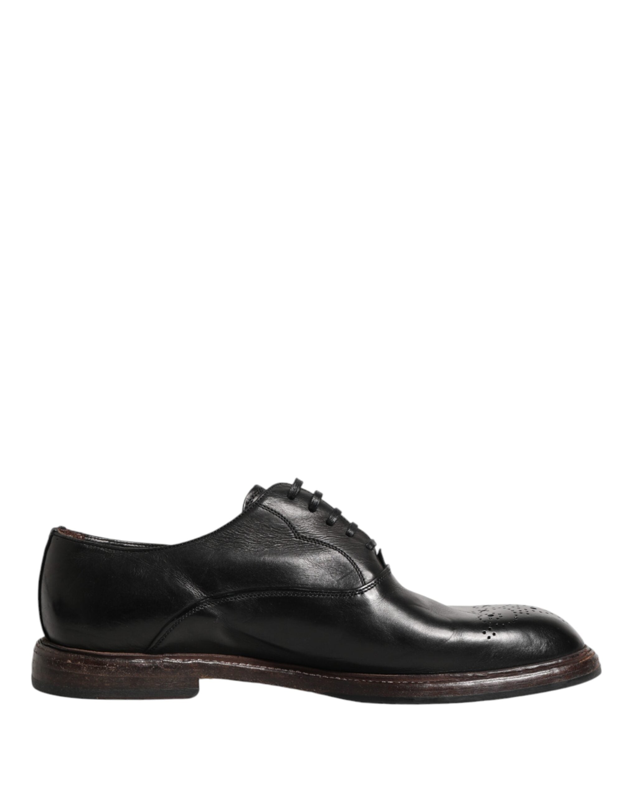 Dolce & Gabbana Black Calfskin Leather Oxford Dress Shoes