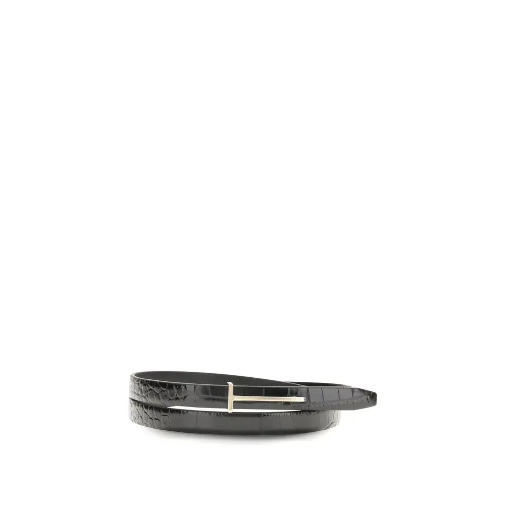 Tom Ford Black Leather Thin Belt - Zachava Main image