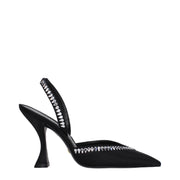 Stuart Weitzman Black Satin Stiletto Heel Sandals