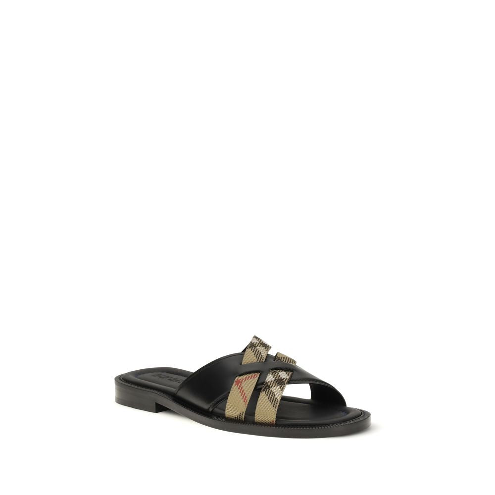 Burberry Black Calf Leather Bos Taurus Flat Sandals Secondary image