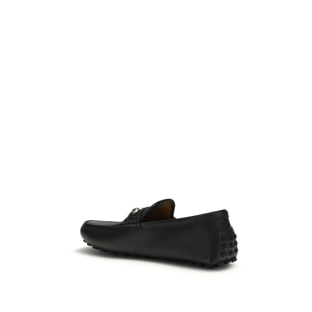 Gucci Black Calf Leather Bos Taurus Slip-On Loafers