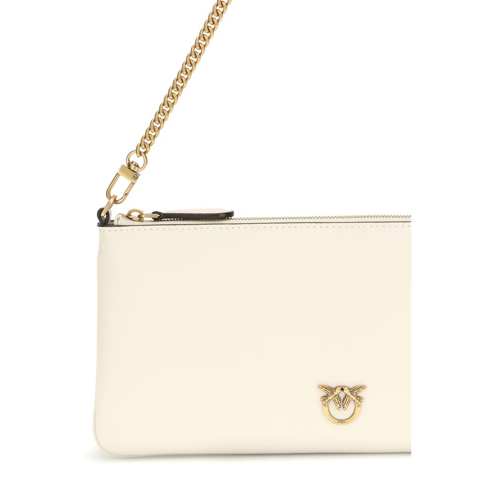 PINKO White Calf Leather Bos Taurus Shoulder Bag