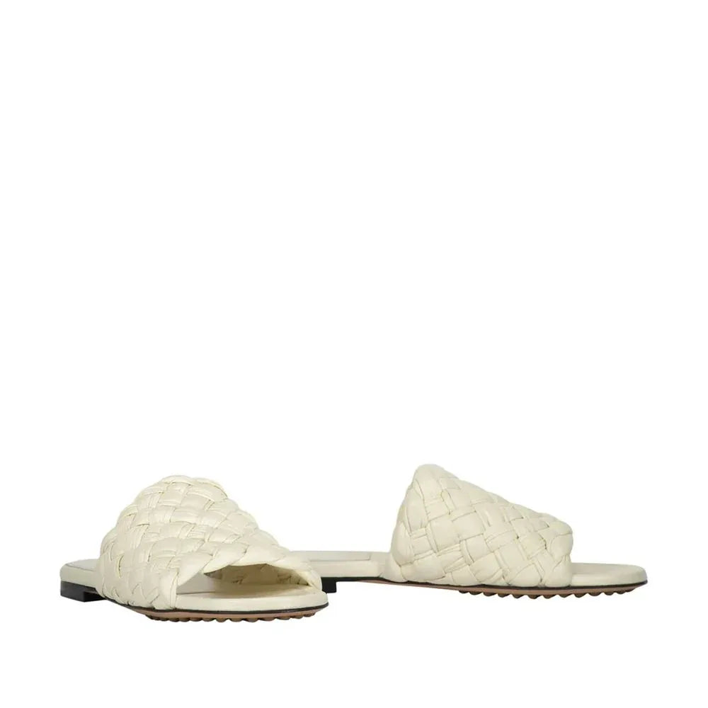 Bottega Veneta White Lamb Leather Mules - Zachava