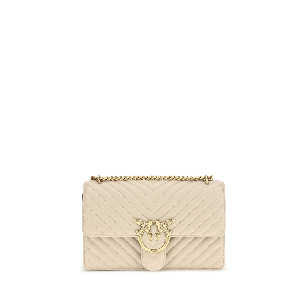 PINKO Beige Calf Leather Bos Taurus Shoulder Bag