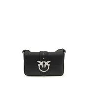 PINKO Black Calf Leather Bos Taurus Shoulder Bag