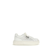 PINKO White Calf Leather Bos Taurus Platform Sneakers
