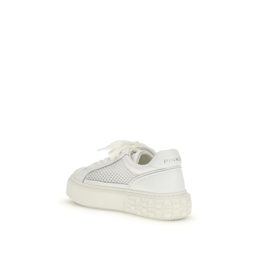 PINKO White Calf Leather Bos Taurus Platform Sneakers