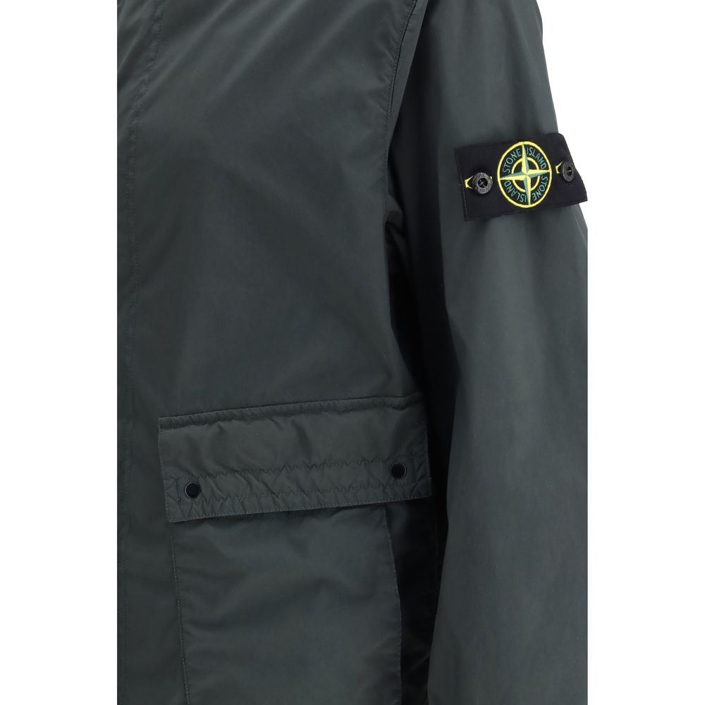 Stone Island Gray Polyester Coat