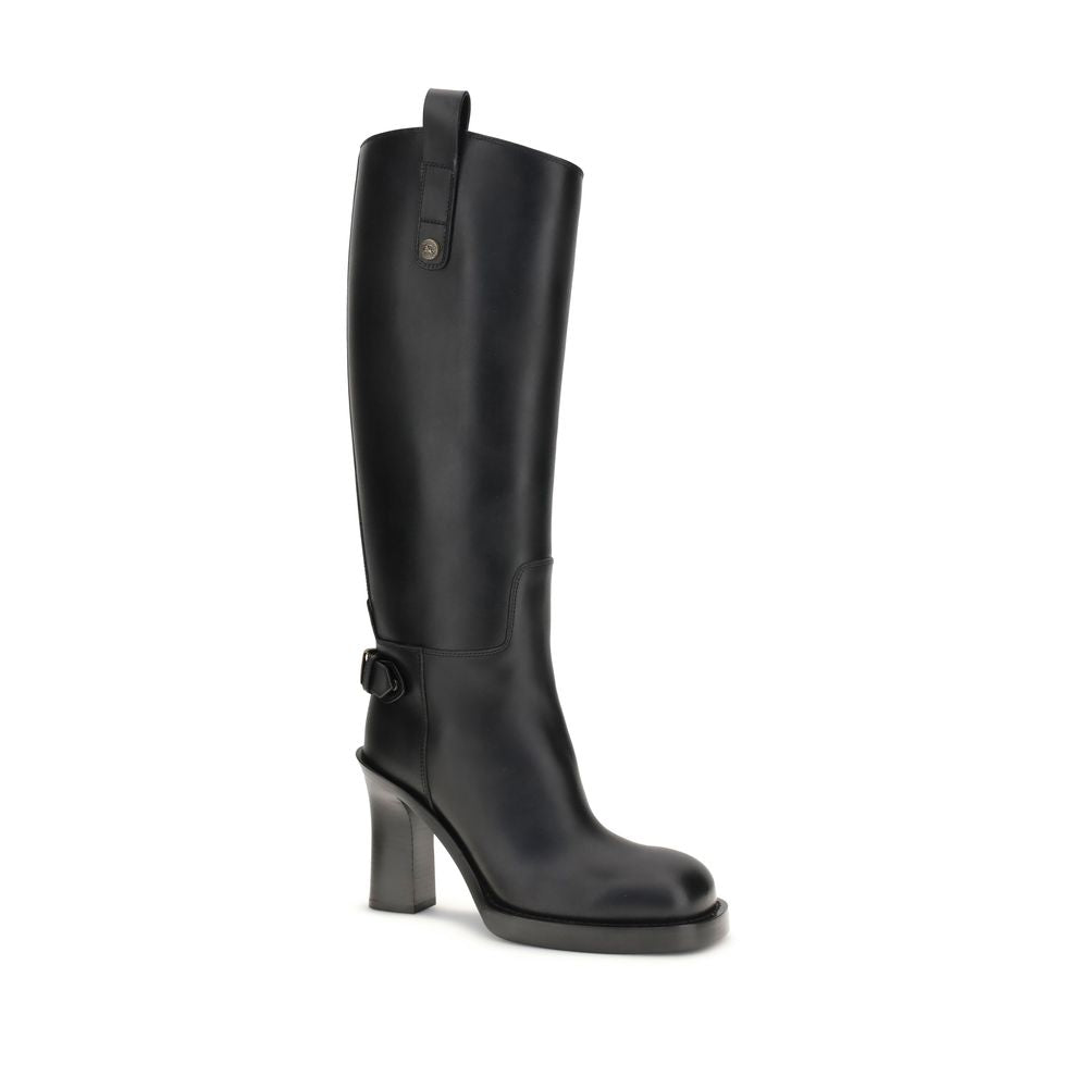 Burberry Black Calf Leather Bos Taurus High Heel Boots Secondary image