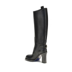 Burberry Black Calf Leather Bos Taurus High Heel Boots